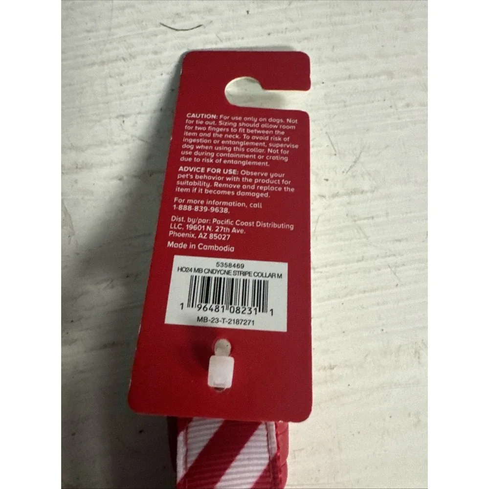 Marry & Bright Holiday Dog Collar Red Strip Candy Cane Size M‎ Medium